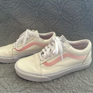Vans Women's Cream and Pink Sneakers